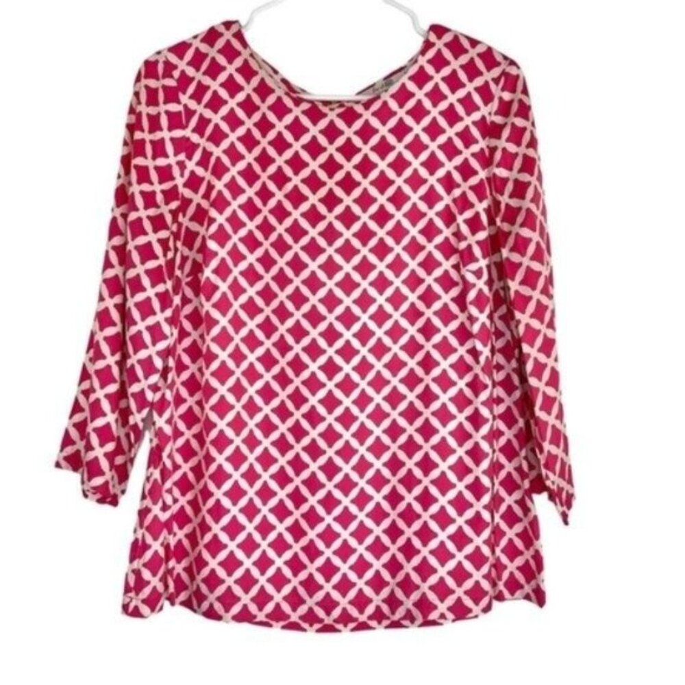Boden Pink and White Silk Blend Blouse
